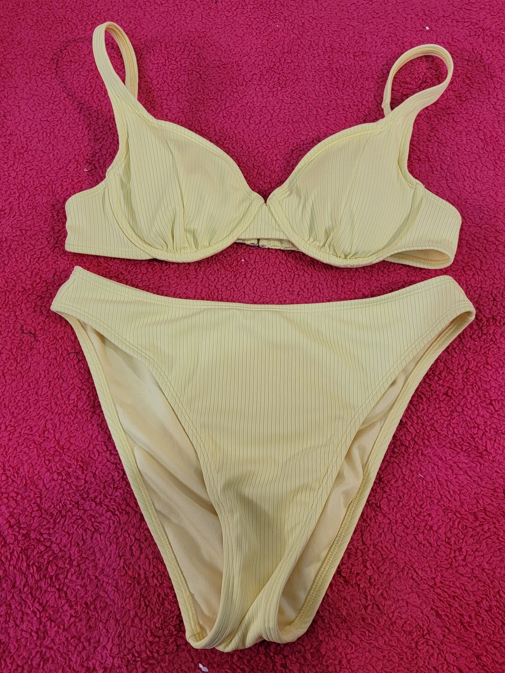 Xhilaration Yellow Ribbed Underwire Bikini Set